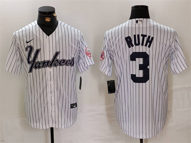 Men's New York Yankees #3 Babe Ruth White Cool Base Stitched Baseball Jersey Men's New York Yankees #3 Babe Ruth White Cool Base Stitched Baseball Jersey